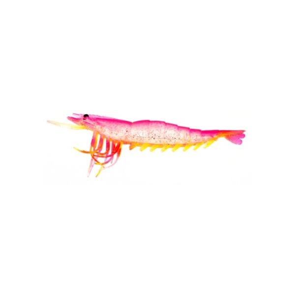 Almost Alive 6 Pack 3.5" Soft Shrimp Lures Pink Yellow Unrigged