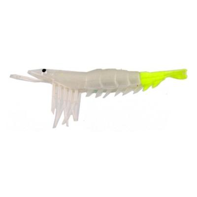 Almost Alive 6 Pack 3.5" Soft Shrimp Lures White Yellow Unrigged