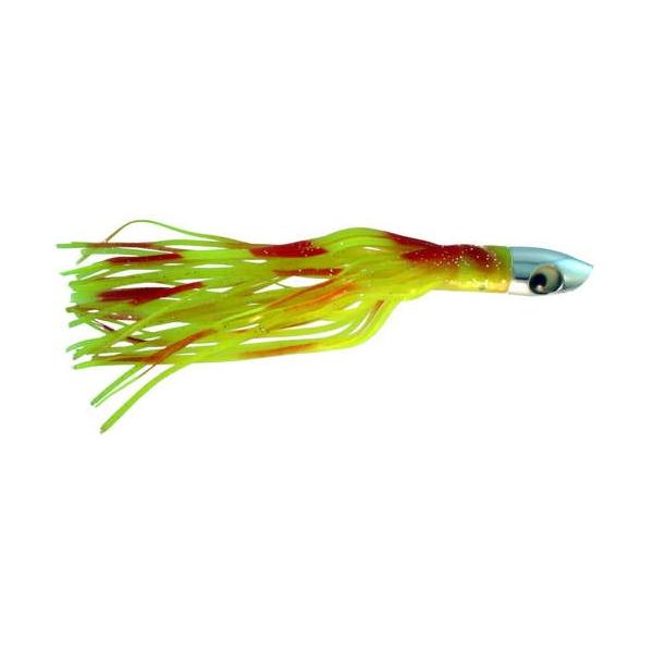 Chrome Shark Trolling Lure, 7 Inch With Chartreuse - Click Image to Close