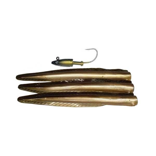 Lead Eel Jig Head 3 Soft 5" Tail Combo 1 Oz 4/0 Hook Menhaden - Click Image to Close