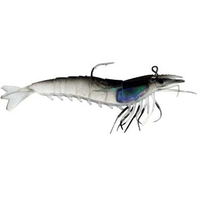 Artificial Shrimp Rigged 4-1/4" Black/Clear 4 Pack - Click Image to Close
