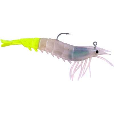 Artificial Shrimp Rigged 4-1/4" Pearl/Chartreuse 4 Pack