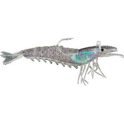Artificial Shrimp Rigged 4-1/4" Silver Flake 4 Pack - Click Image to Close