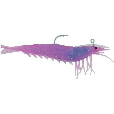 Artificial Shrimp Rigged 4-1/4" Purple Flake 4 Pack - Click Image to Close