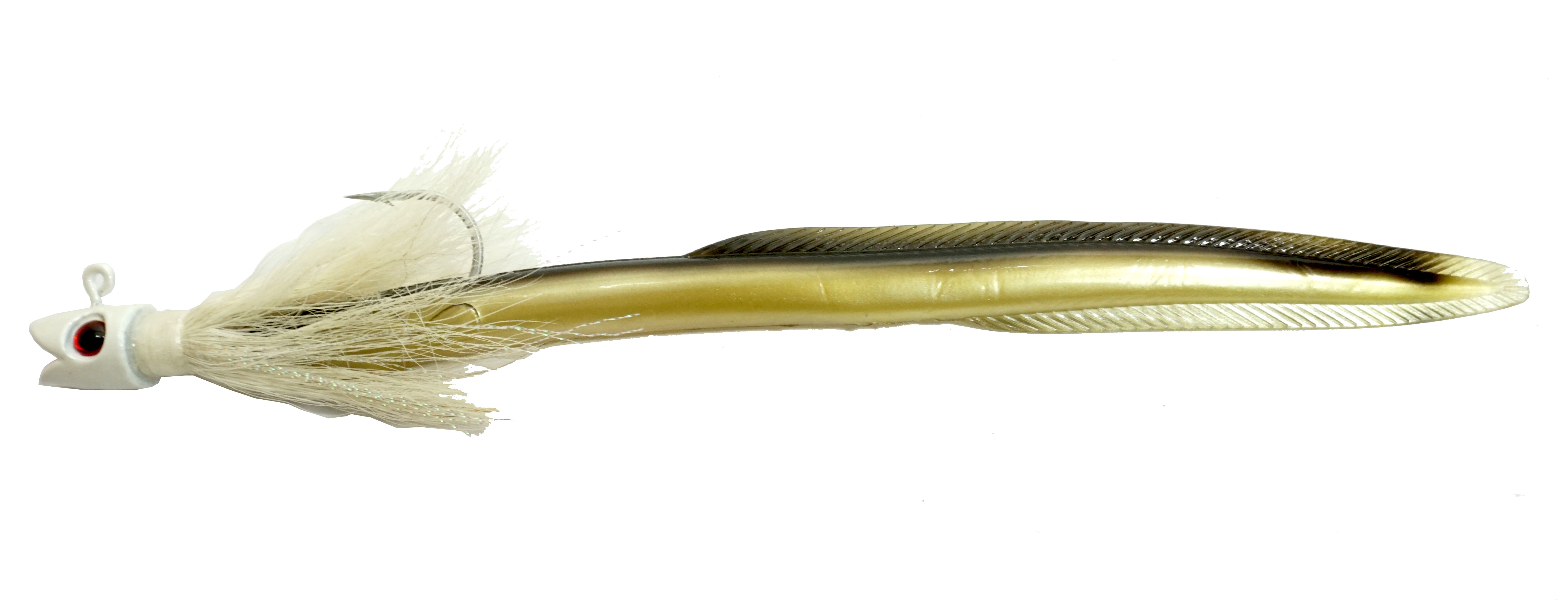 Smiling Bucktail Jig and Eel White Head 2oz