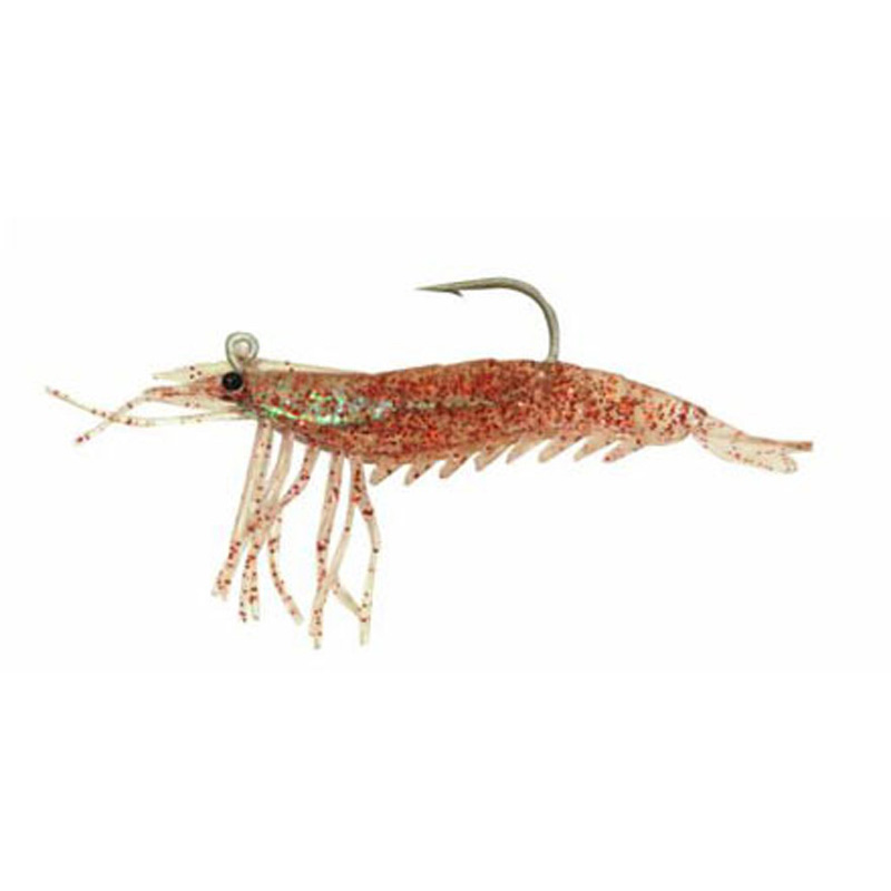 Artificial Shrimp Rigged 3-1/4" Red Flake 6 Pack - Click Image to Close