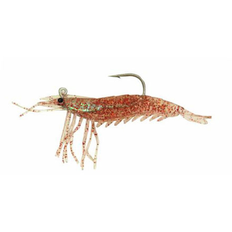 Artificial Shrimp Rigged 3-1/4" Red Flake 3 Pack - Click Image to Close