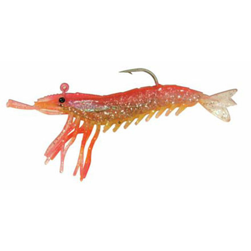 Artificial Shrimp Rigged 3-1/4" Pink/Yellow 3 Pack - Click Image to Close