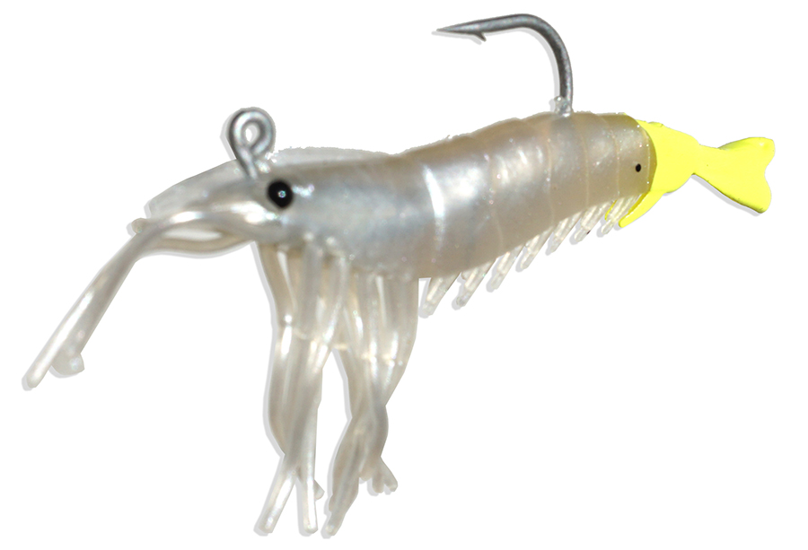 Artificial Shrimp Rigged 3-1/4" Pearl/Chartreuse 3 Pack