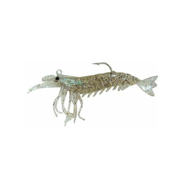 Artificial Shrimp Rigged 3-1/4" Clear/Glitter 6 Pack - Click Image to Close
