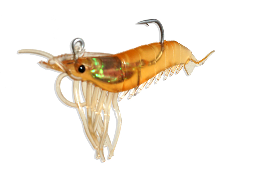 Artificial Shrimp Rigged 3-1/4" Rootbeer 3 Pack - Click Image to Close