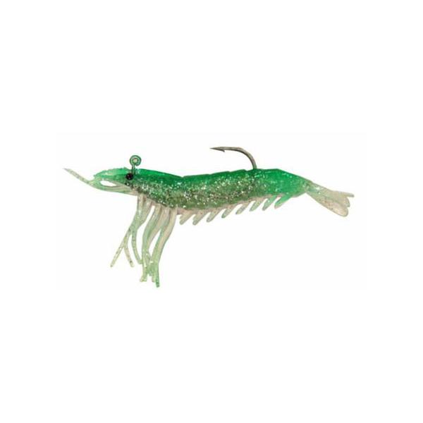 Artificial Shrimp Hook Only 3-1/4" Green/Pink 3 Pack - Click Image to Close