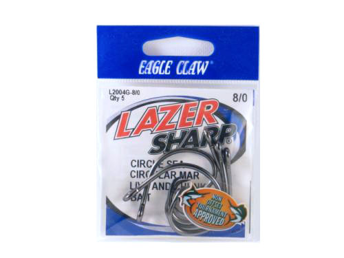 Eagle Claw L2004G-8/0 Lazer Sharp Hooks 5Pk Sz8/0 Non-Offset Cir