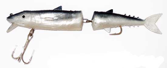 6.4" Mackerel Swim Bait Split Body Paddle Tail Jointed Lure - Click Image to Close