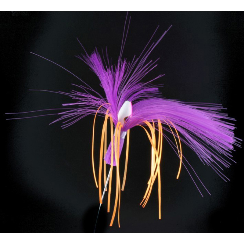 Witch Lure, 1oz, Pink-white Head, Purple Hair, Orange Mylar - Click Image to Close