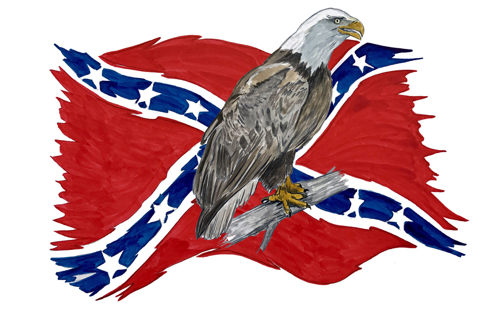 Confederate Flag Tattered w/ Eagle 2 Decal/Sticker