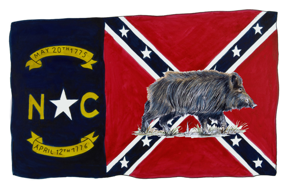 NC Confederate Flag W/ Boar Decal/Sticker