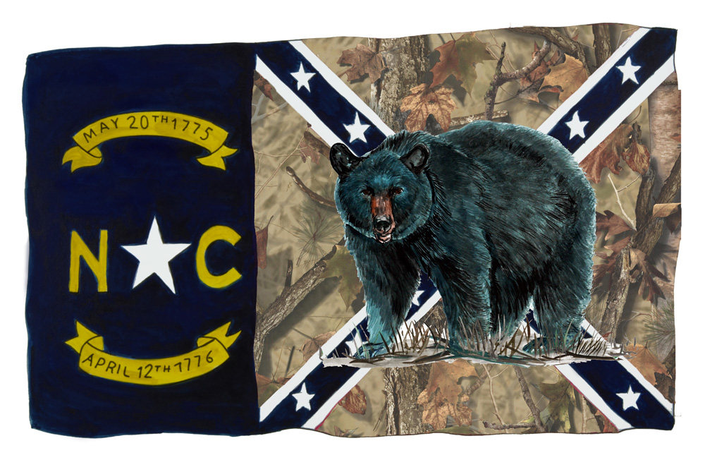 NC Camo Confederate Flag w/ Bear Decal/Sticker
