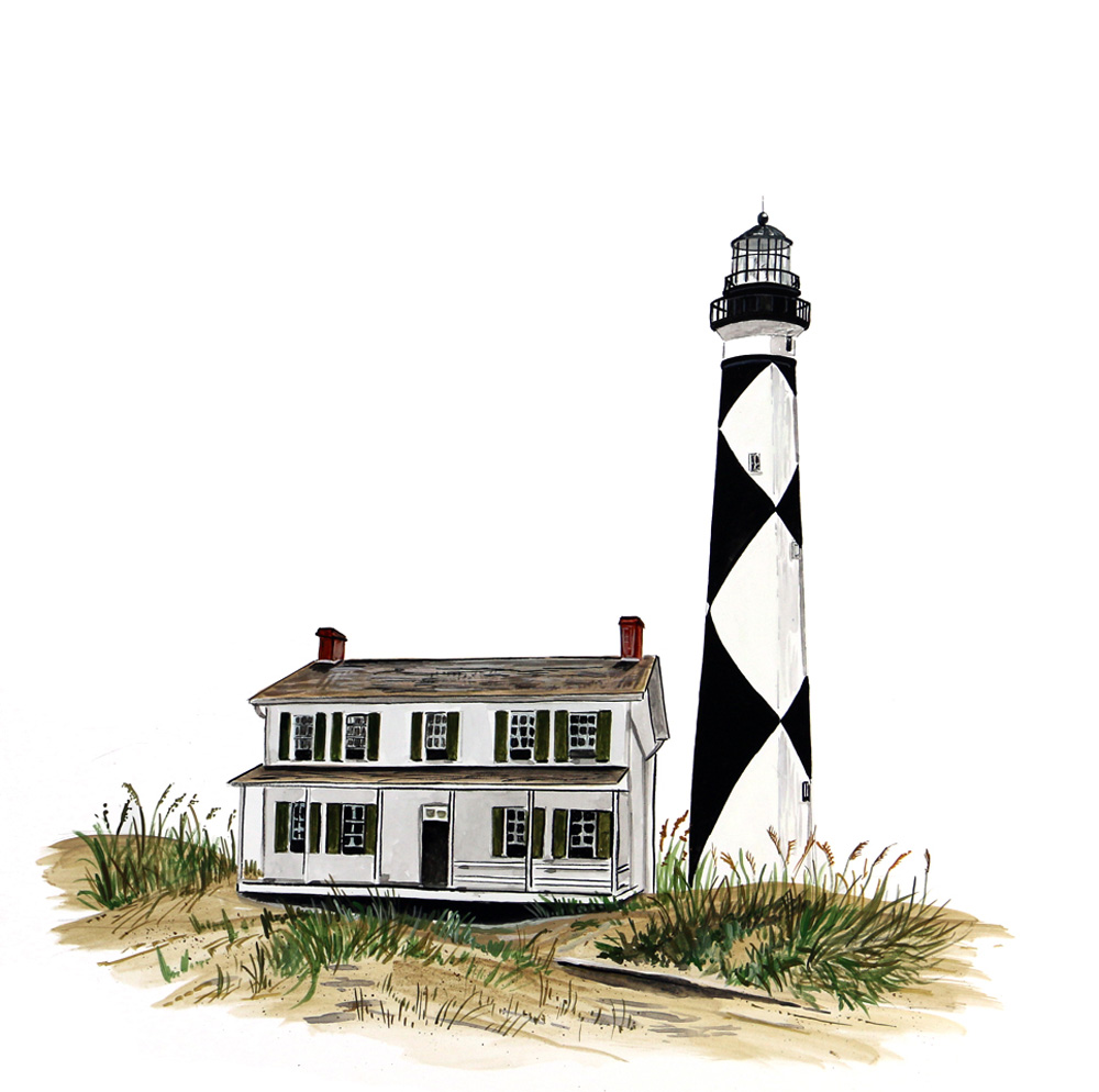cape lookout and house Decal/Sticker