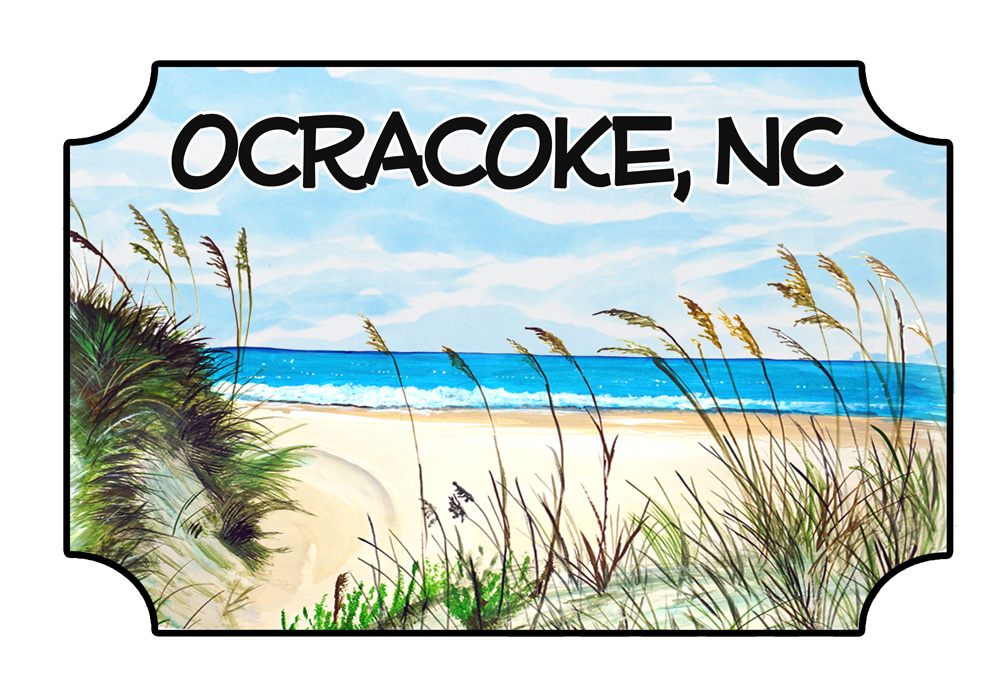 Ocracoke - Beach Scene Decal/Sticker