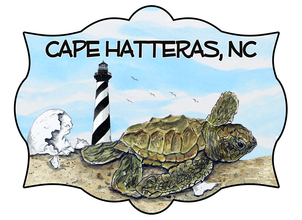 Cape Hatteras - Hatchling Beach Scene Decal/Sticker