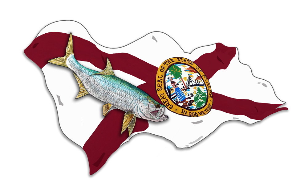 Florida Flag with Tarpon Decal/Sticker