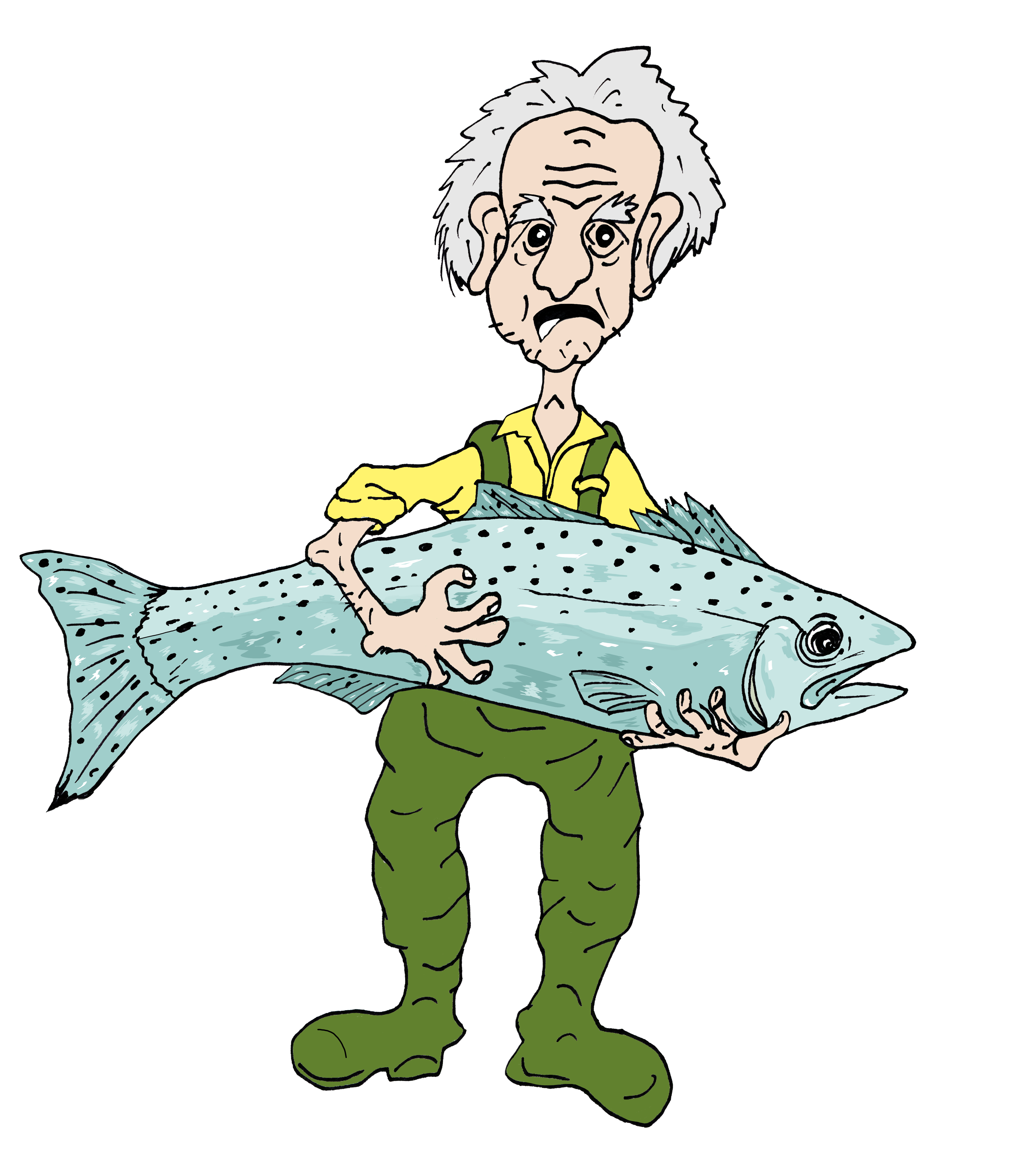 Old Man Holding Fish Decal/Sticker