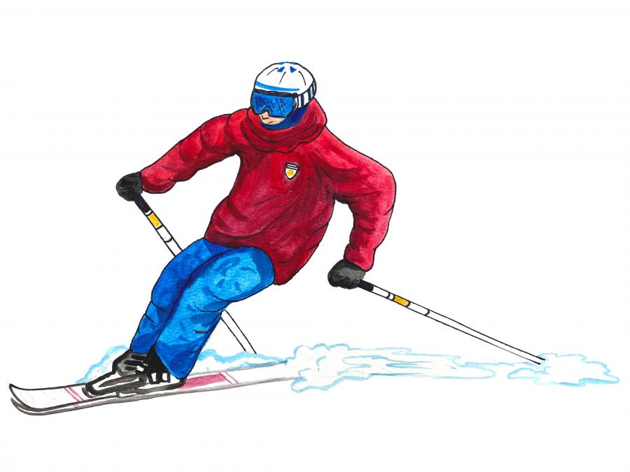 Snow Skier with Red Coat