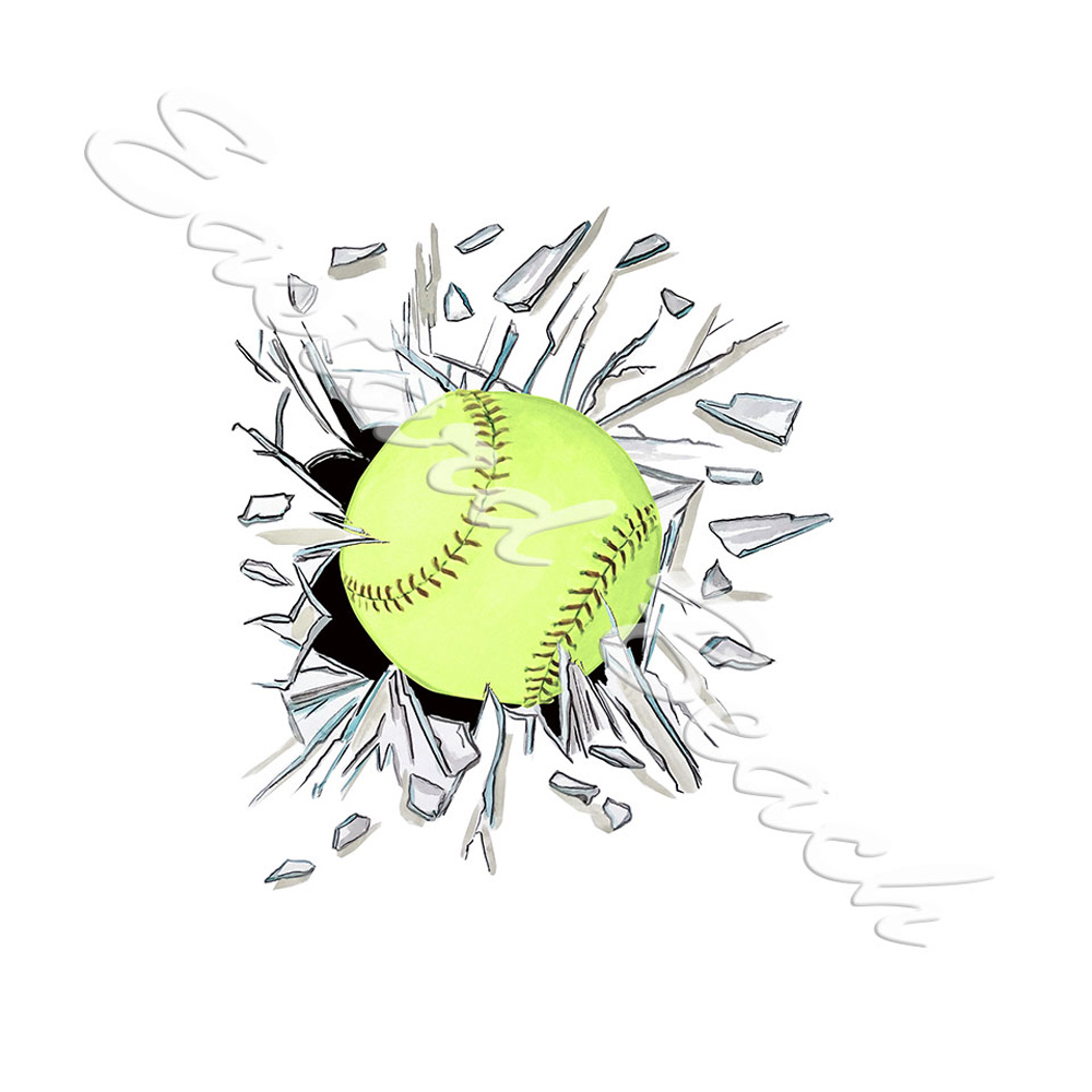 Softball Crack Window Decal/Sticker