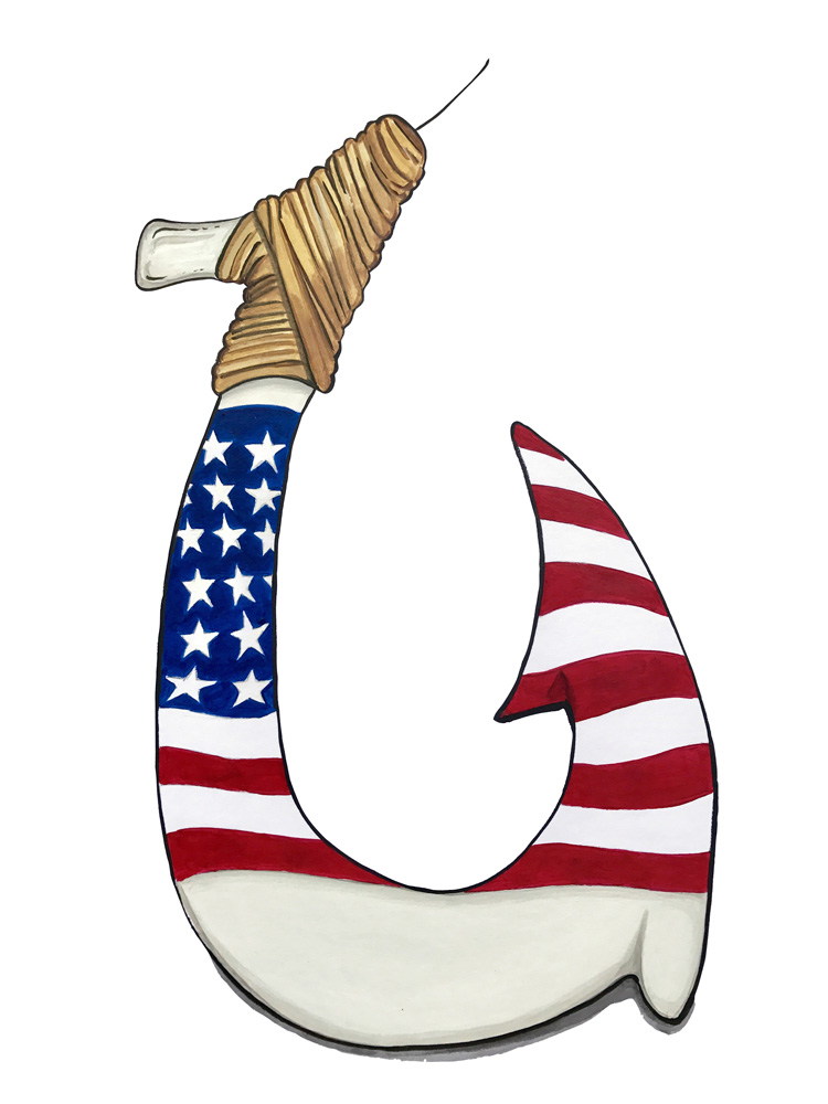 USA Flag Hook Decal/Sticker