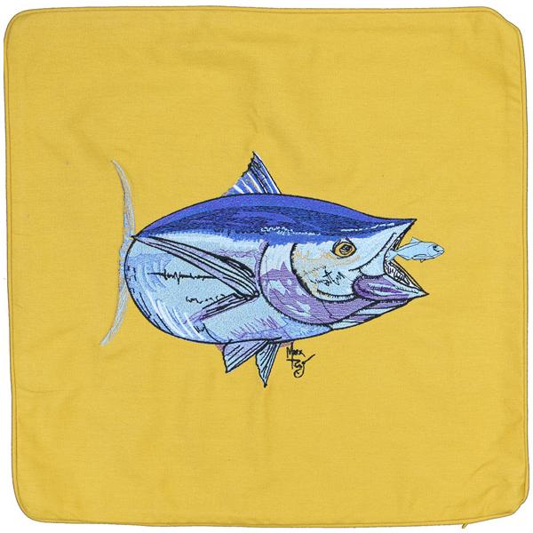 Bluefin/Yellowfin Tuna Embroidered Canvas Pillow Cover Light