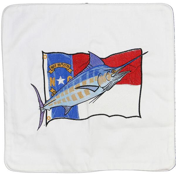 North Carolina Flag and Marlin Embroidered Canvas Pillow Cover - Click Image to Close
