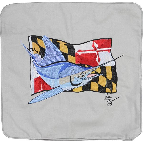 Maryland State Flag Marlin Decorative Throw Pillow Cushion Grey