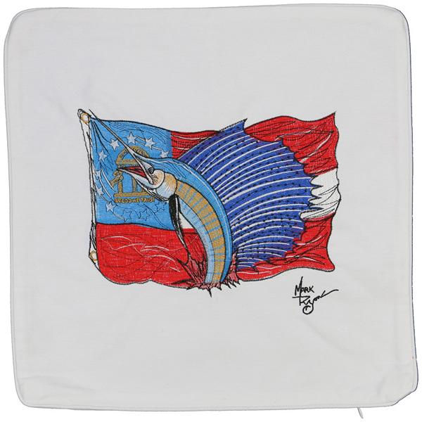 Georgia State Flag Sailfish Decorative Pillow Cushion White