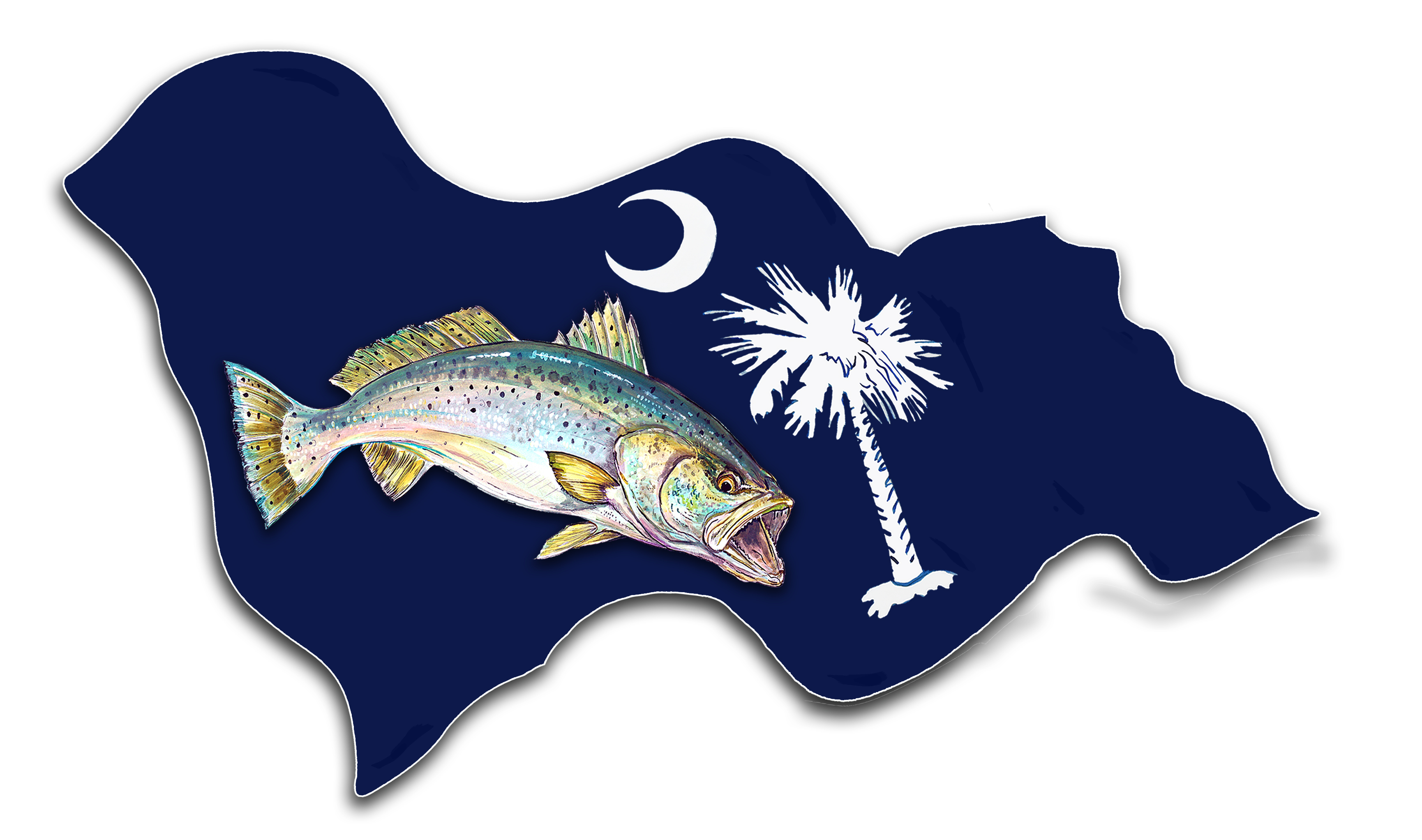 South Carolina Flag with Speckled Trout Decal/Sticker