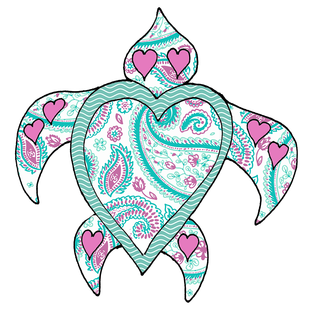 Sea Turtle Hearts - Paisley Decal/Sticker - Click Image to Close