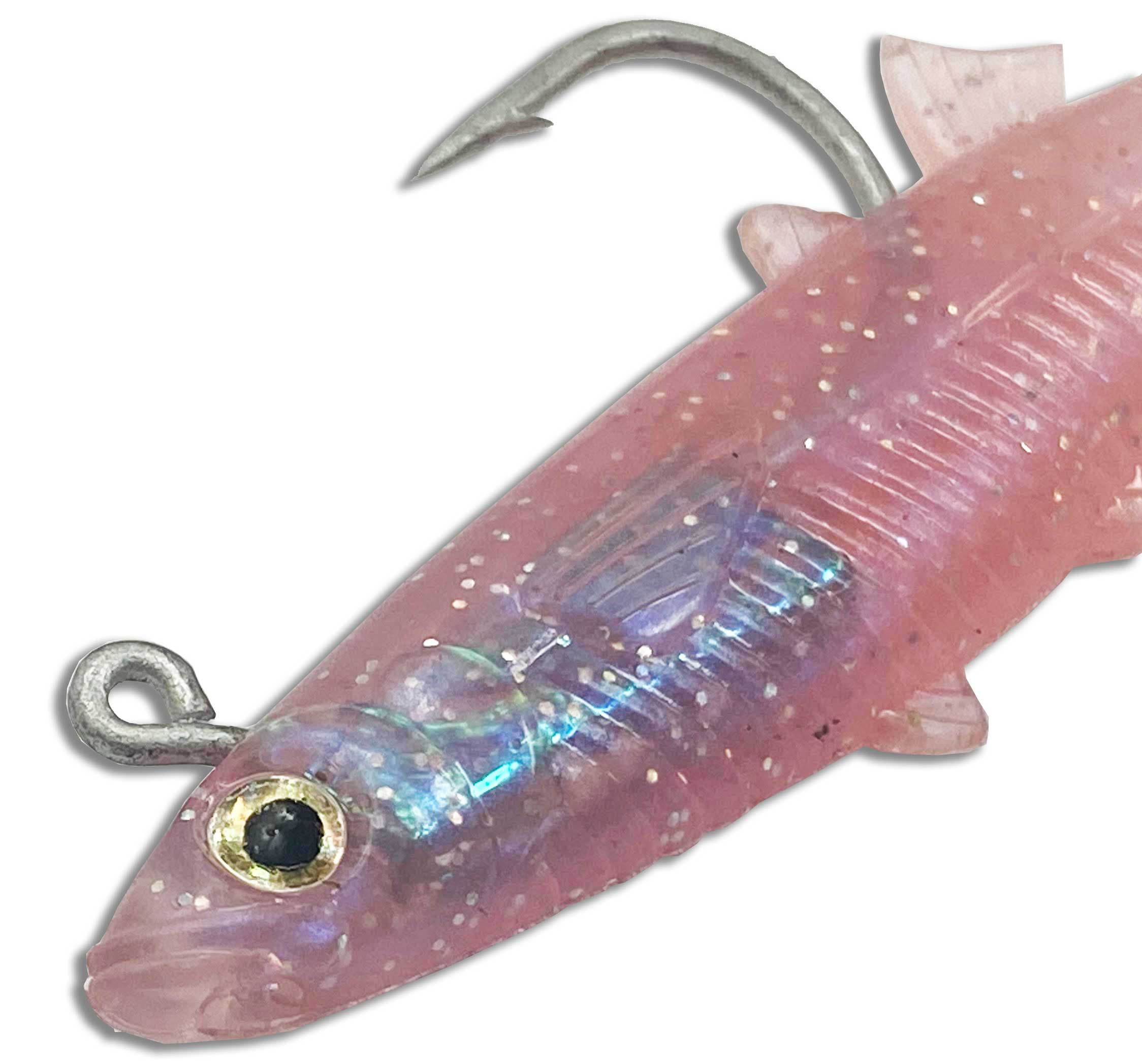 Almost Alive 3.25" Soft Rigged Glass Minnow 5 Pack Purple - Click Image to Close