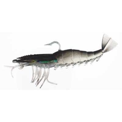 Almost Alive 5 Pack 4" Soft Shrimp Prawn Lures Black Rigged - Click Image to Close