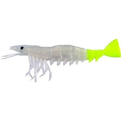 Almost Alive 6 Pack 3.5 Soft Shrimp Lures White Yellow Unrigged