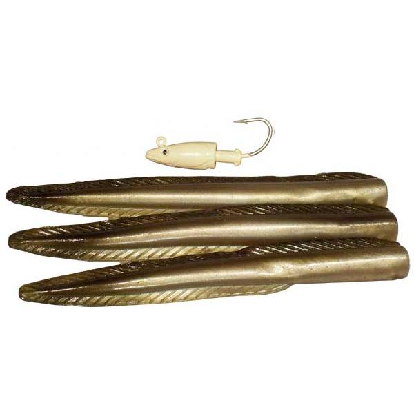Lead Eel Jig Head 3 Soft 6.5" Tail Combo 2.5 Oz 6/0 Hook Glow - Click Image to Close