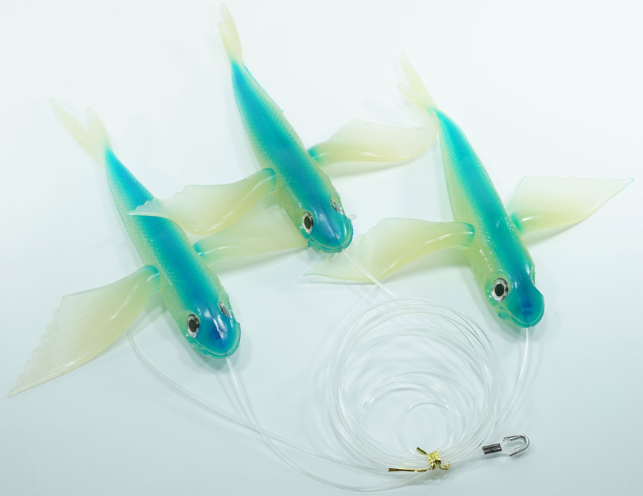 Flying Fish Bright Blue/Glow 10" - Almost Alive Lures - Click Image to Close