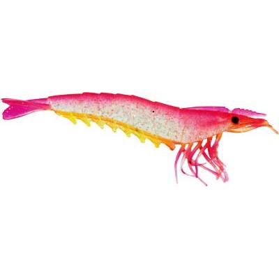 Artificial Shrimp 4-1/4" Pink/Yellow 4 Pack - Almost Alive Lures - Click Image to Close