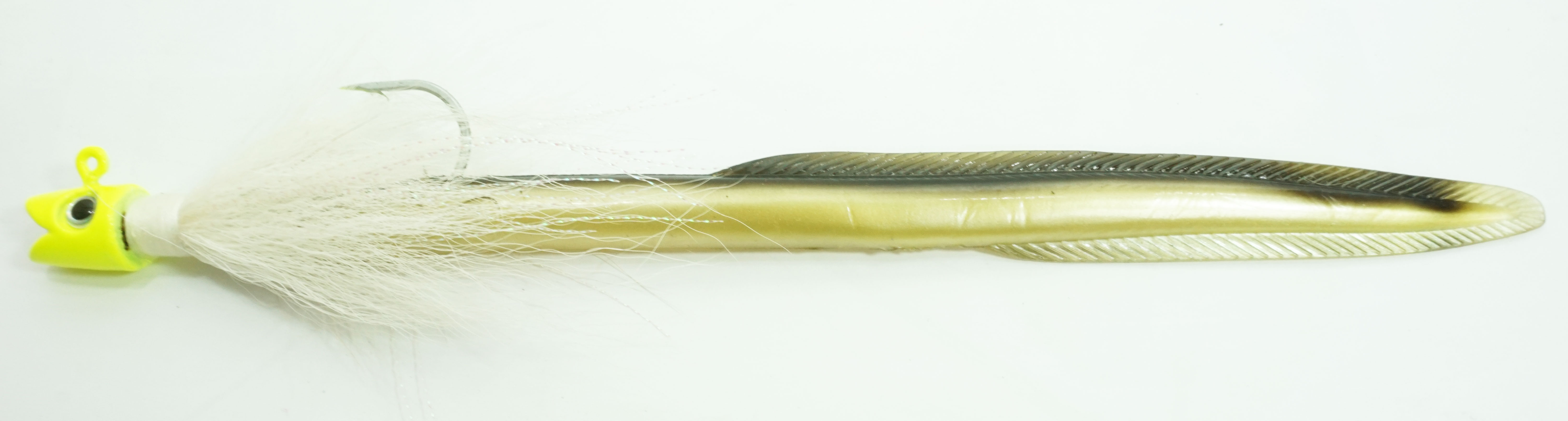 Smiling Bucktail Jig and Eel Chartreuse Head 2oz