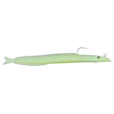 Sand Eel, 5 Inch 3 Pack, Pale Green color with Hook - Click Image to Close