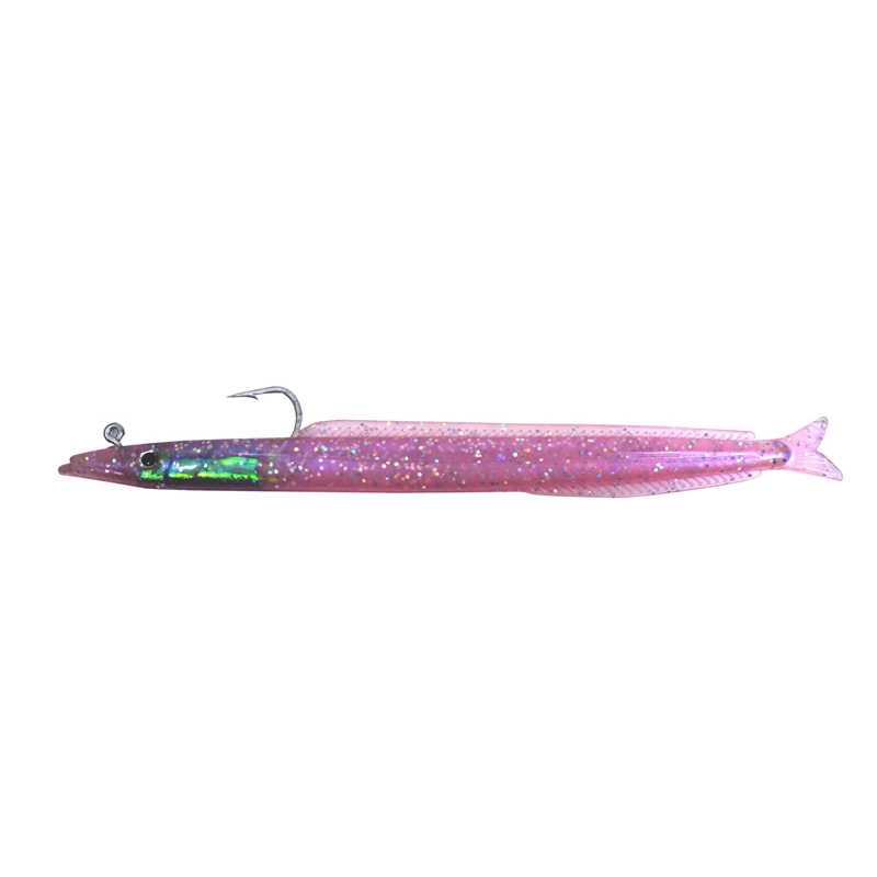 5" 3 Pack Soft Sand Eel Lure Purple Flake Rigged