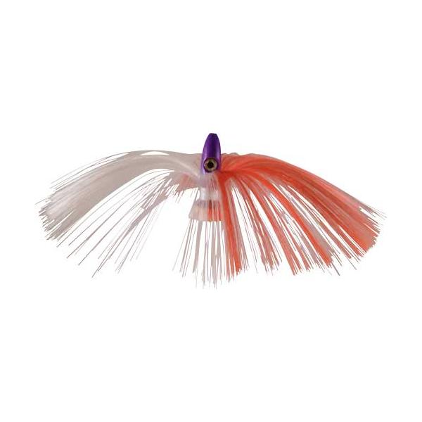 Witch Lure, Purple Bullet Head, 95g, With 7 Inch Red, White Hair - Click Image to Close