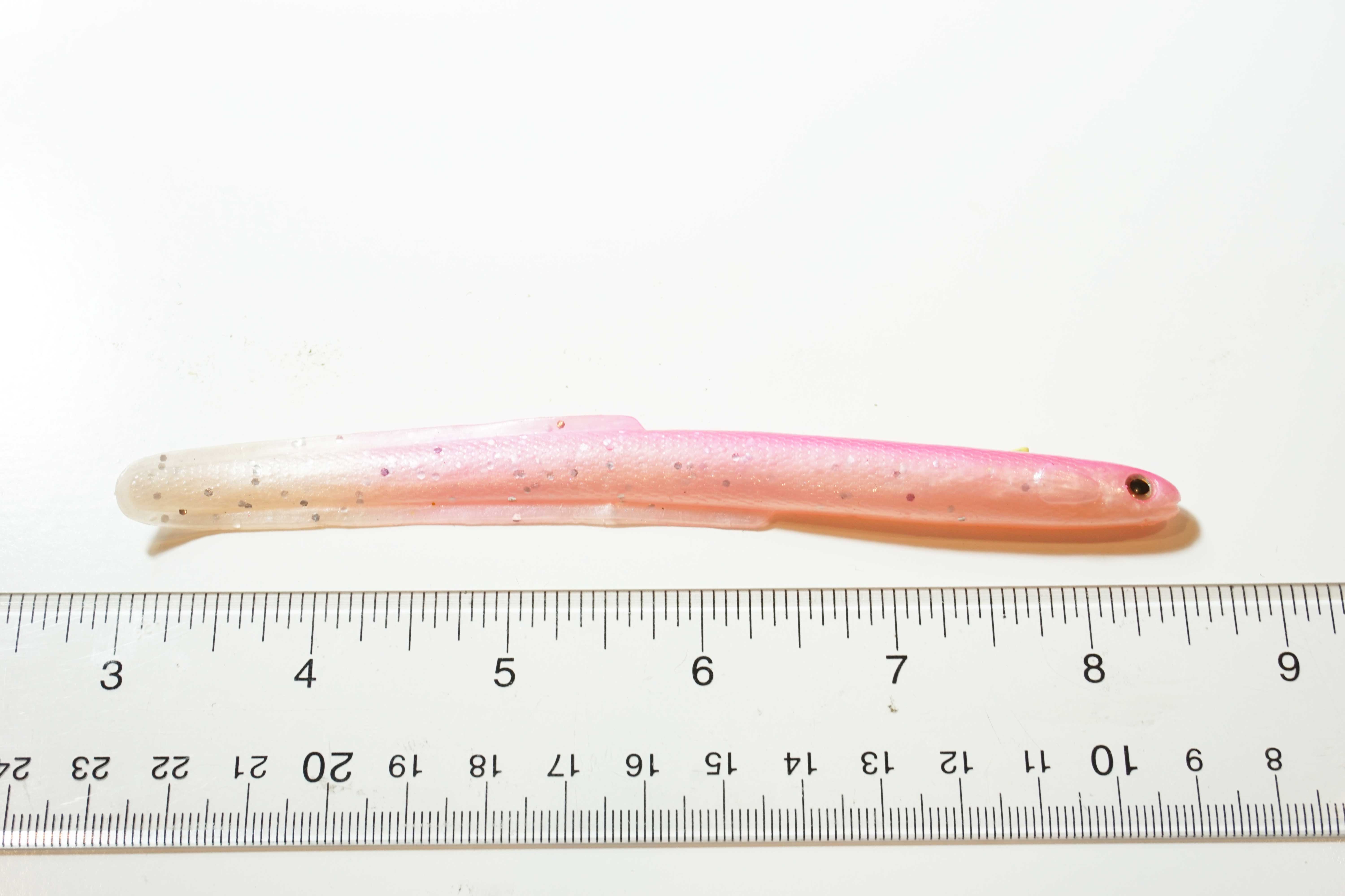 Soft Plastic Eel Pink/Pearl 5.5" - Click Image to Close