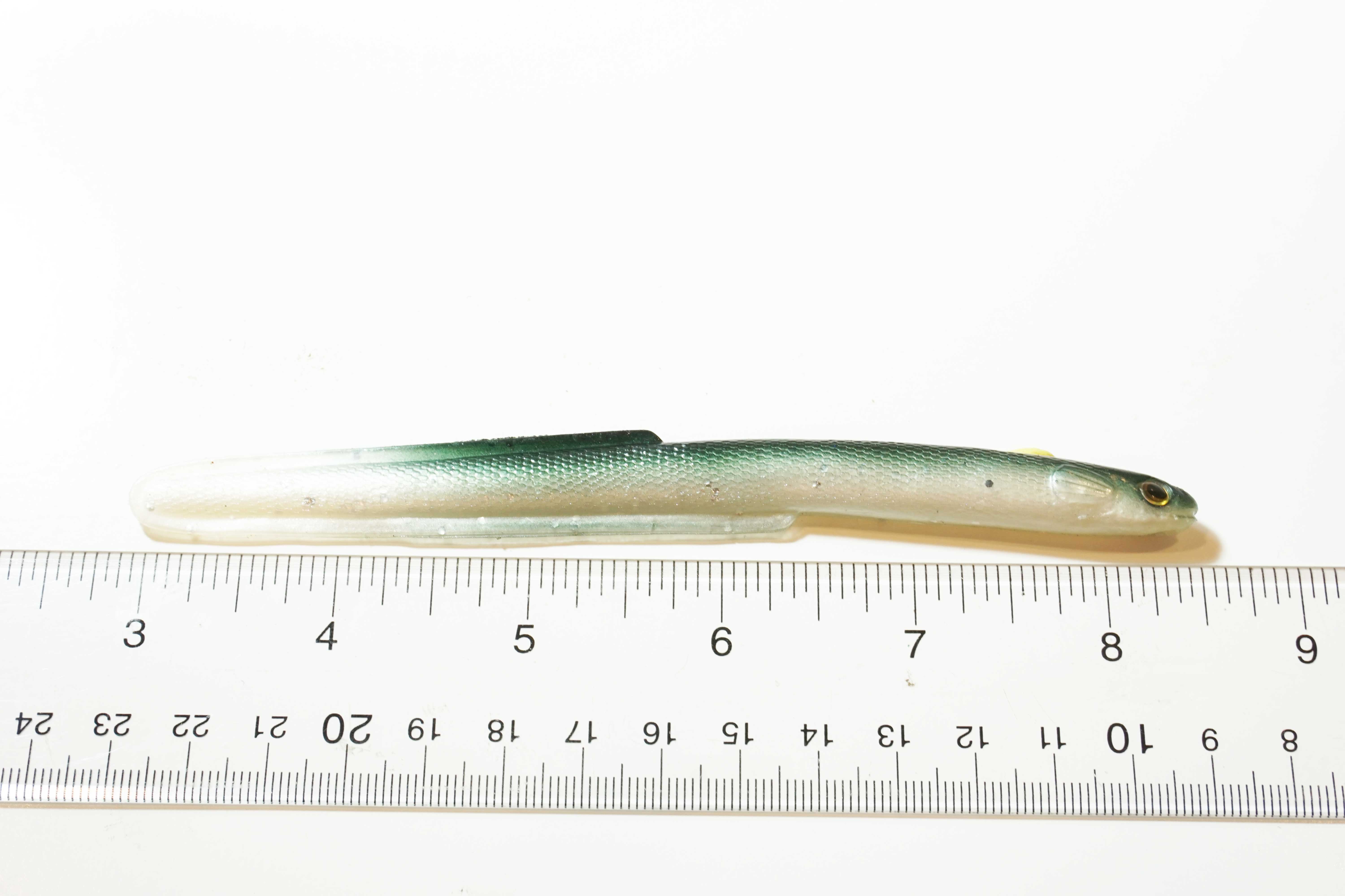Soft Plastic Eel Dark Green/Pearl 5.5" - Click Image to Close