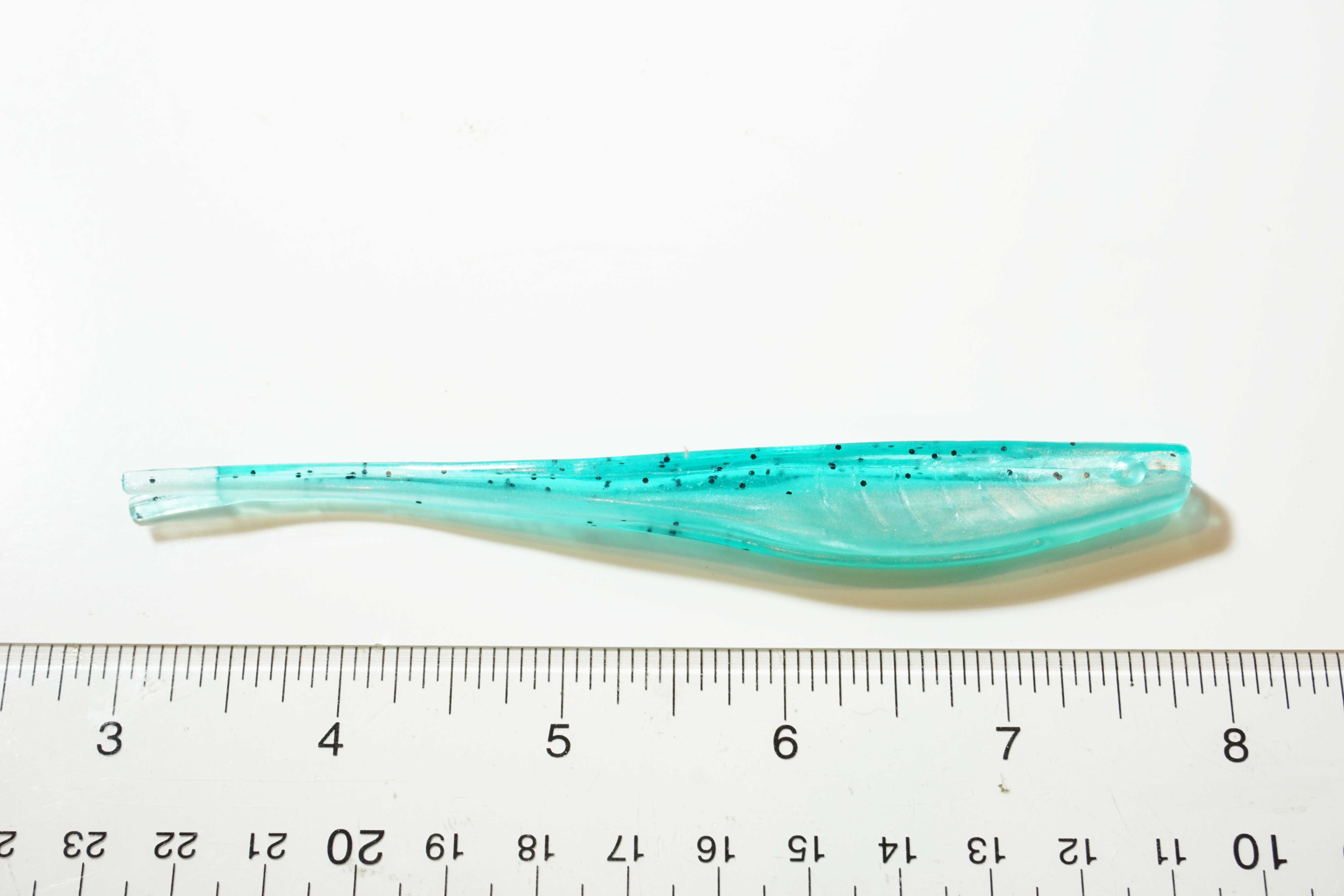 Soft Plastic Split Tail Jerk Bait 5" Aqua/Glitter - Click Image to Close