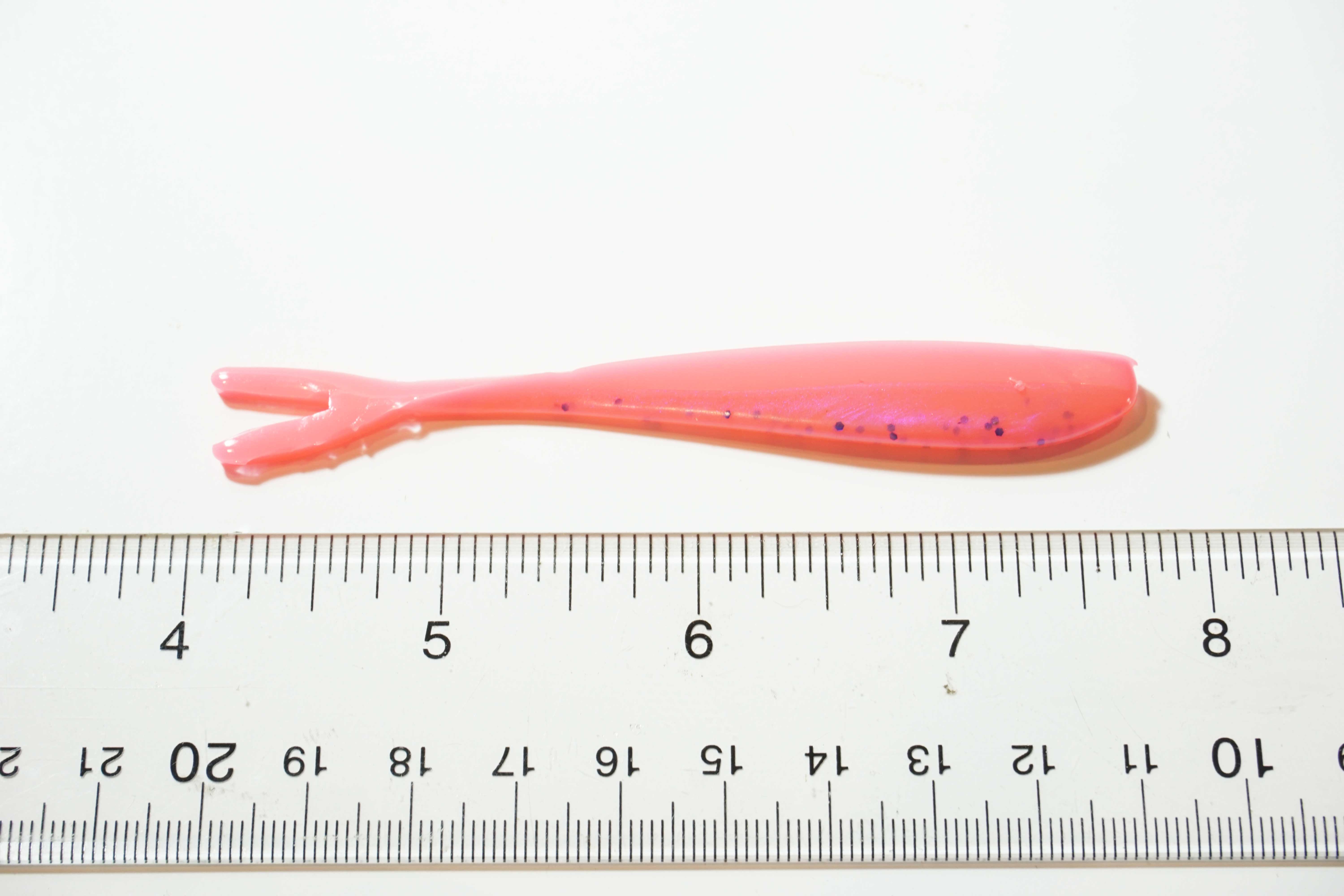 Almost Alive Lures 4 Pack 4" Soft Shad Split Tail Bait Fire Pink - Click Image to Close